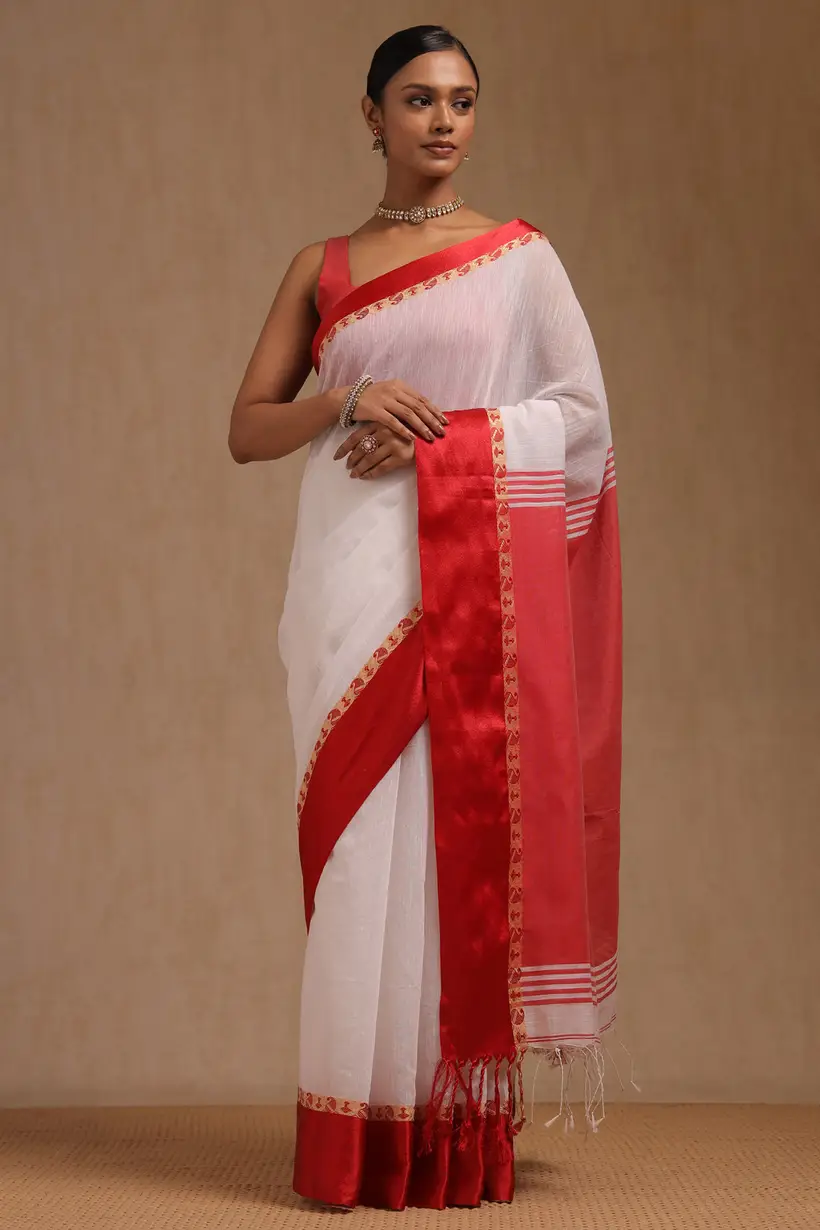 white cotton solid saree womens soch